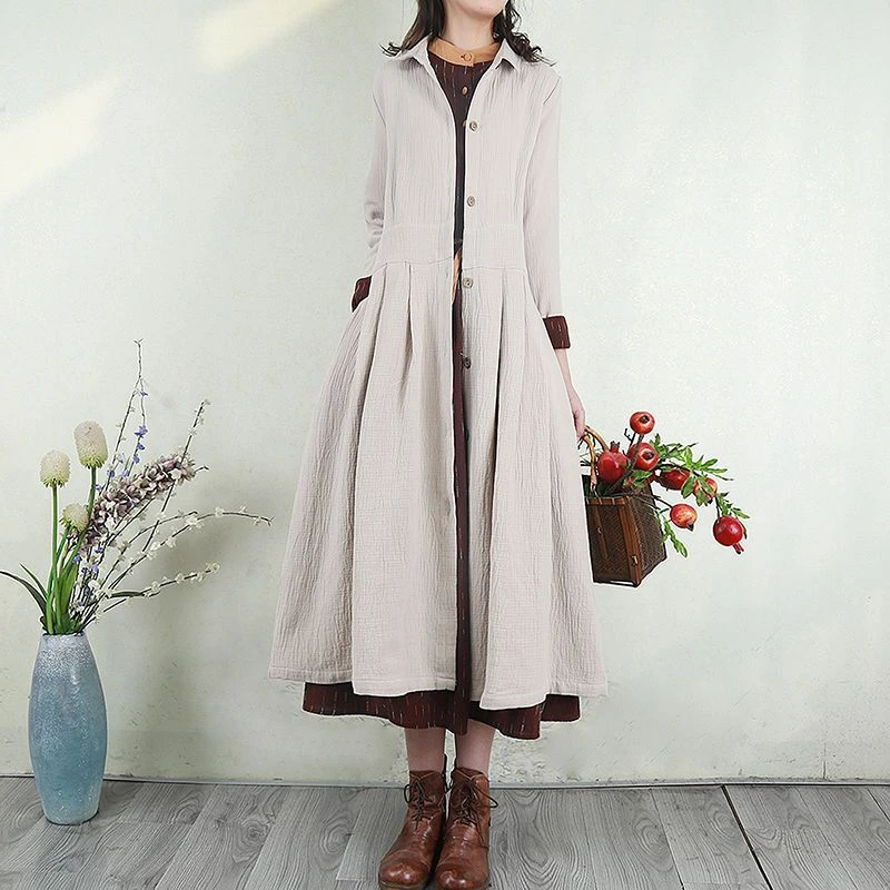 【秋冬新品】CQA6110#色织棉麻风衣外套