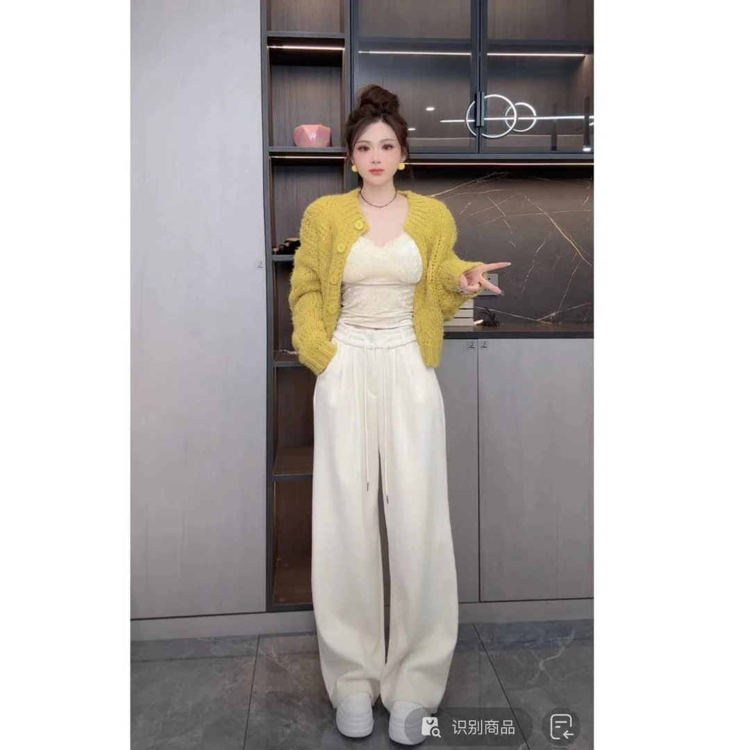 睿夕【云朵般~软糯 】加绒加厚慵懒风抽绳软糯休闲裤宽松直筒阔腿裤