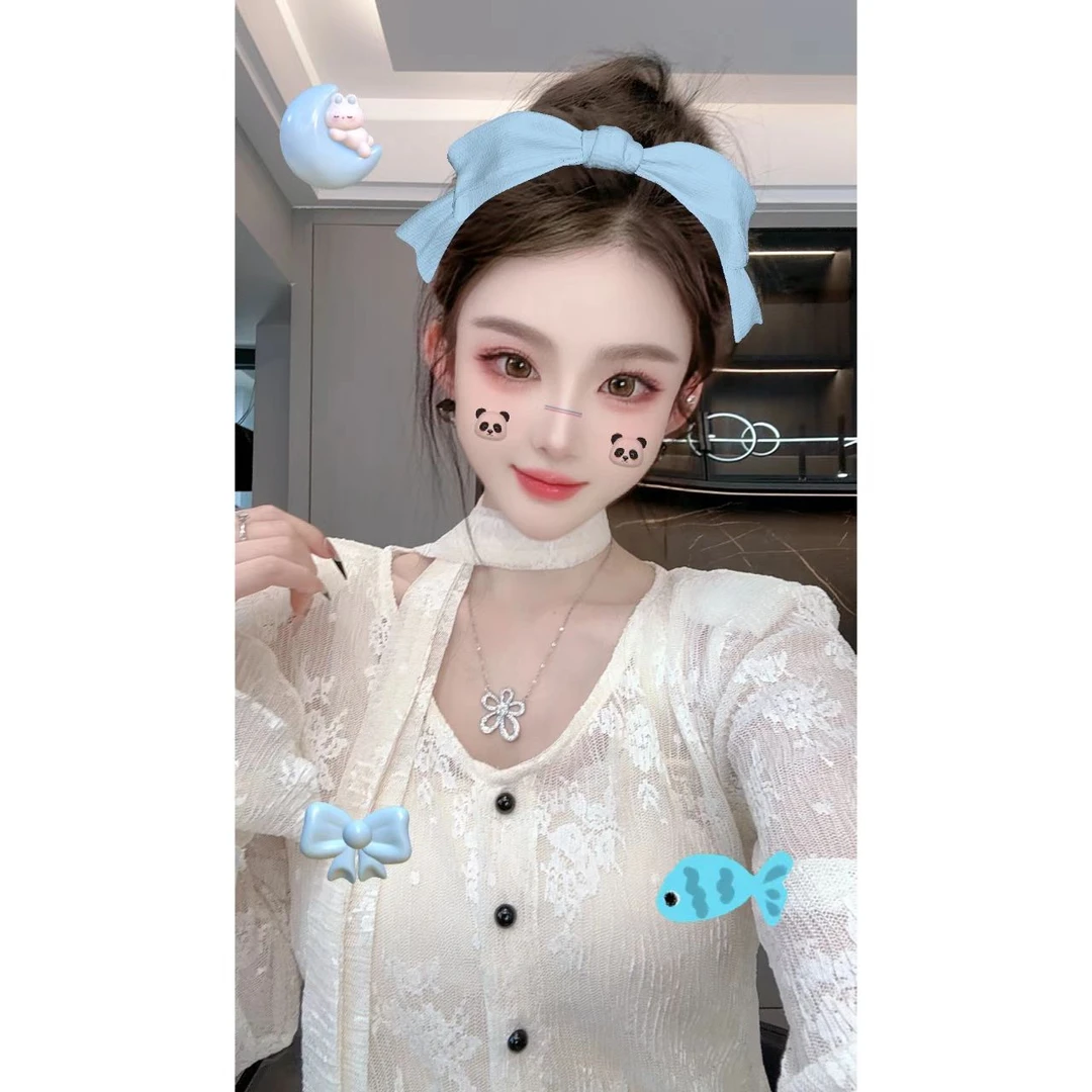 睿夕【风琴之恋】法师排扣蕾丝喇叭袖带飘带纯欲背心两件套