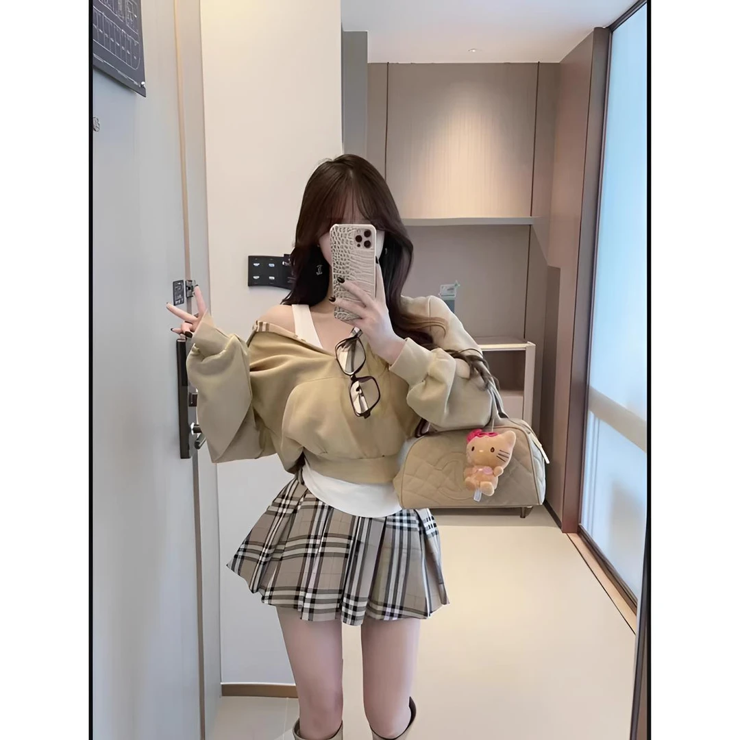 睿夕【暖炽胶片 】美式早秋穿搭撞色连帽卫衣外套