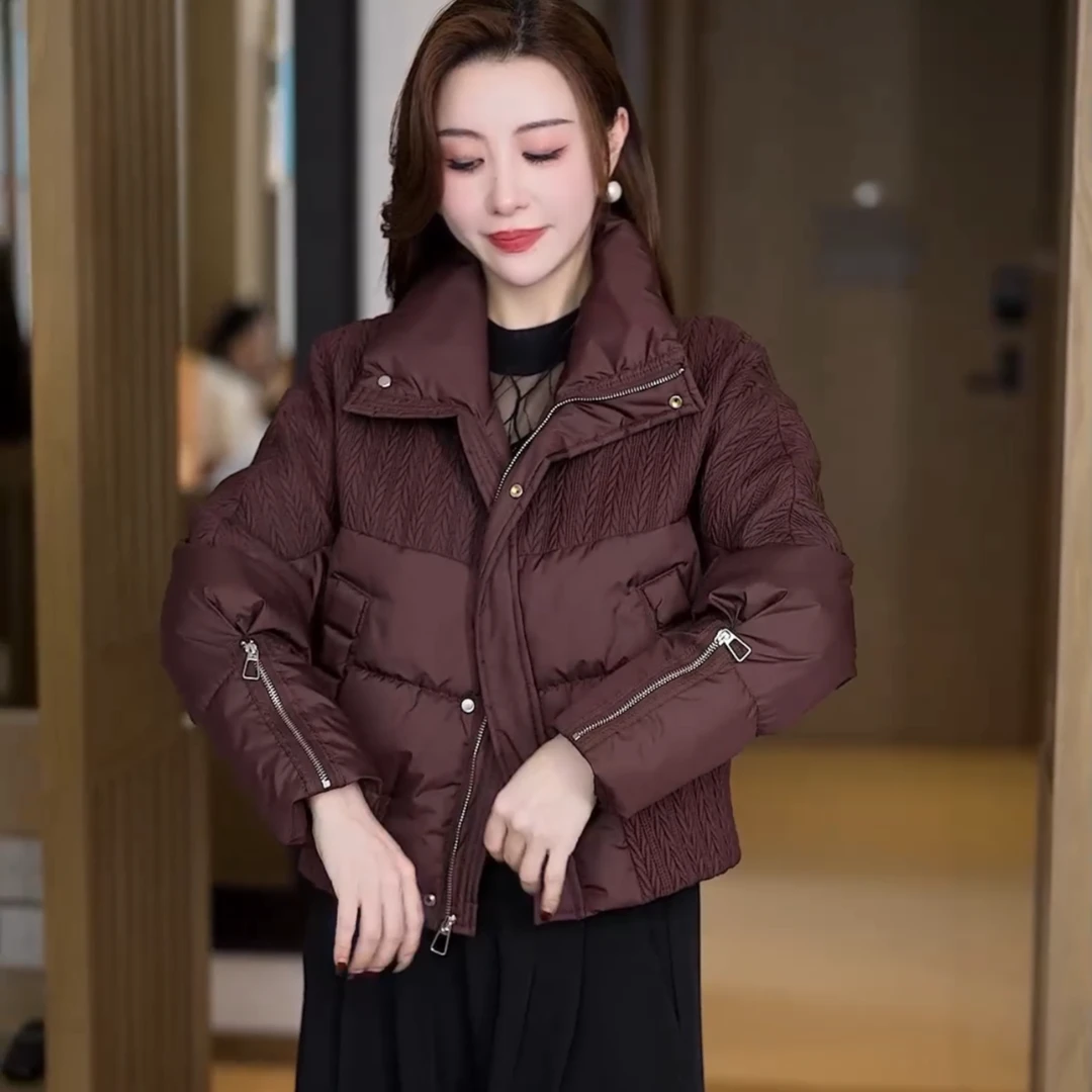 时尚短款棉服女2025冬季新款小个子洋气显瘦保暖百搭棉衣外套-02