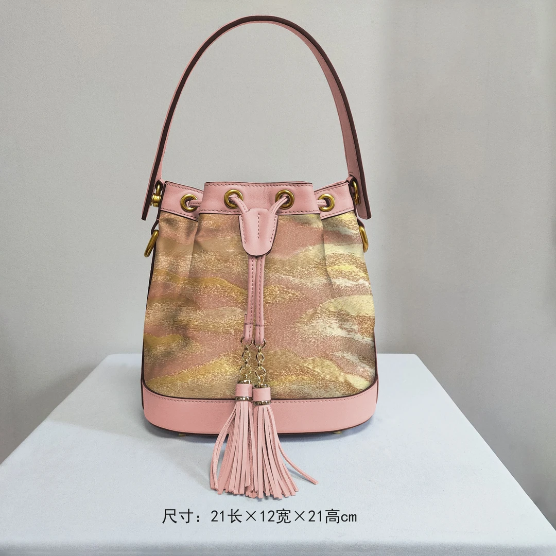 民族风唐锦刺绣缂丝工艺唐锦苏绣工艺水桶元宝福袋手提包
