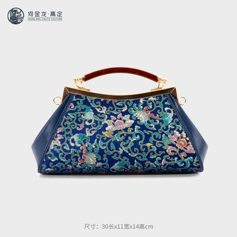 HEJINLONG•GAODING/何金龙•高定民族风 夹子手提包AB0029