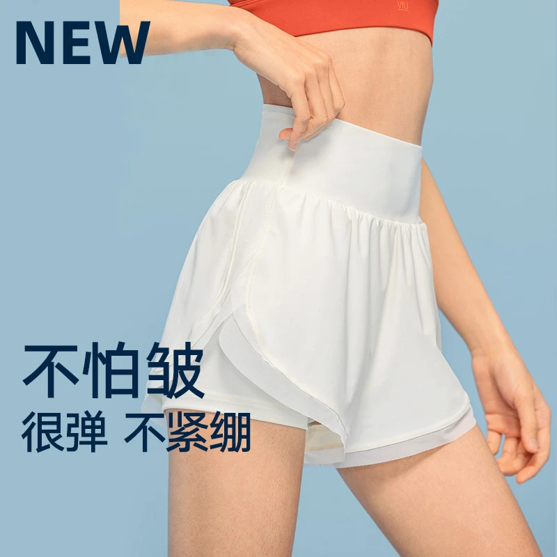 薄款运动短裤女士带口袋跑步速干五分裤防走光内衬透气健身瑜伽裤