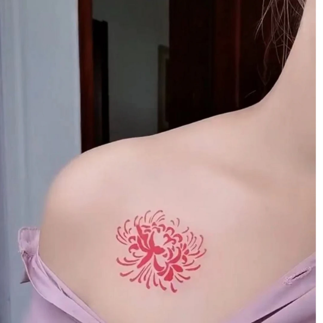 12-69组纹身贴镂空贴纸大型人物红色图案温柔持久性系列套餐时尚