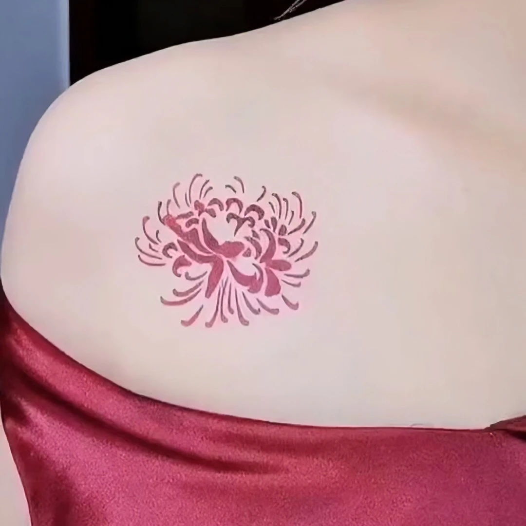 12号个性时尚酷酷镂空贴纸纹身贴锁骨贴黑色刺青色红色人物ins