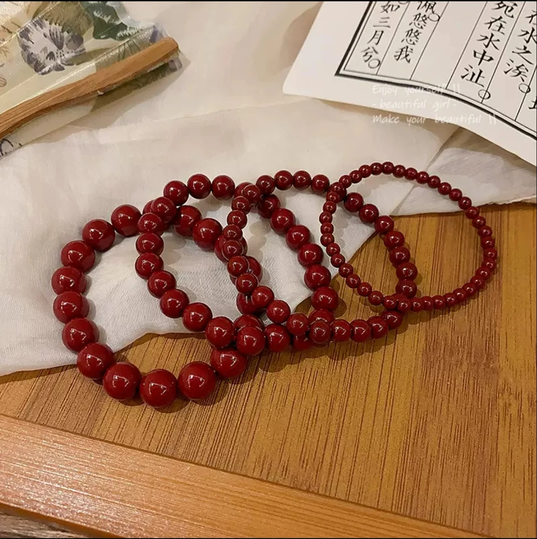 含辰砂工艺品复古本命年紫金砂朱砂手链女款文玩民族风串珠子饰