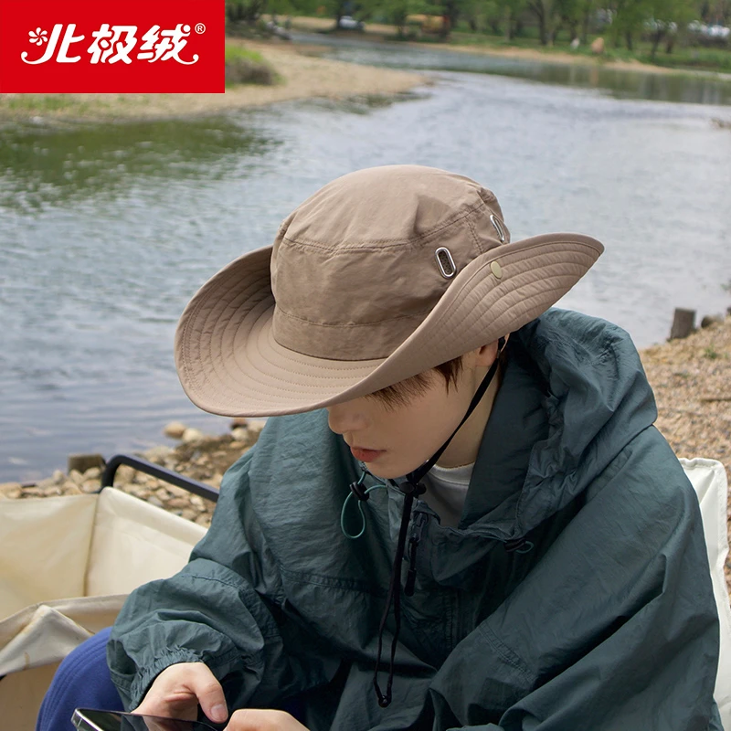 登山帽户外帽子男西部牛仔帽大檐渔夫帽男士夏季徒步防晒奔尼爬山
