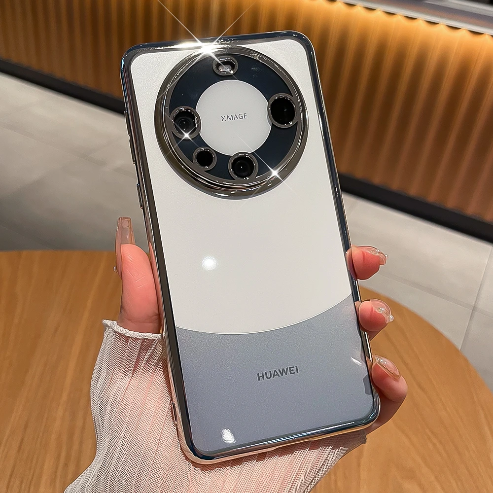 适用华为mate60pro手机壳mate60透明pro+电镀全包硅胶男女防摔套