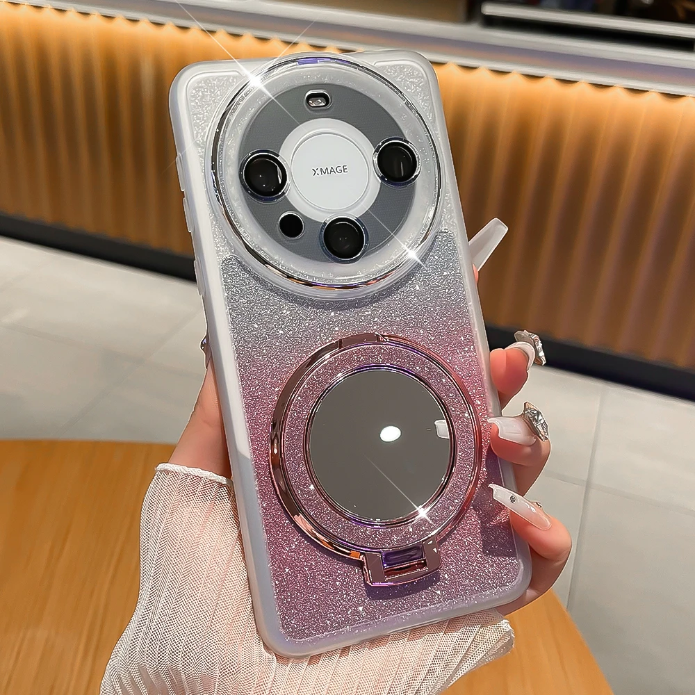 潮多米适用华为mate60pro手机壳mate50女款mate60网红补妆镜支架