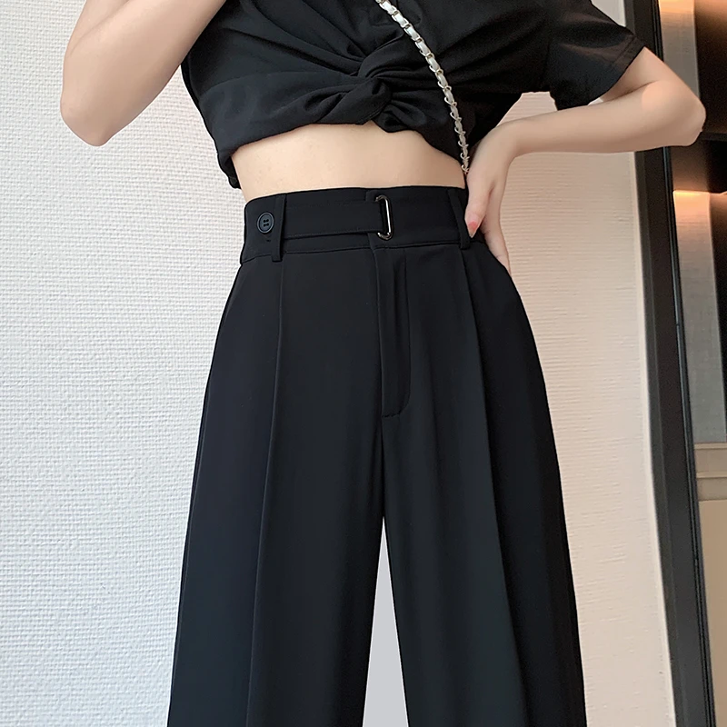 西装裤女2025春夏显瘦修身新款百搭宽松小个子垂坠感阔腿休闲裤子