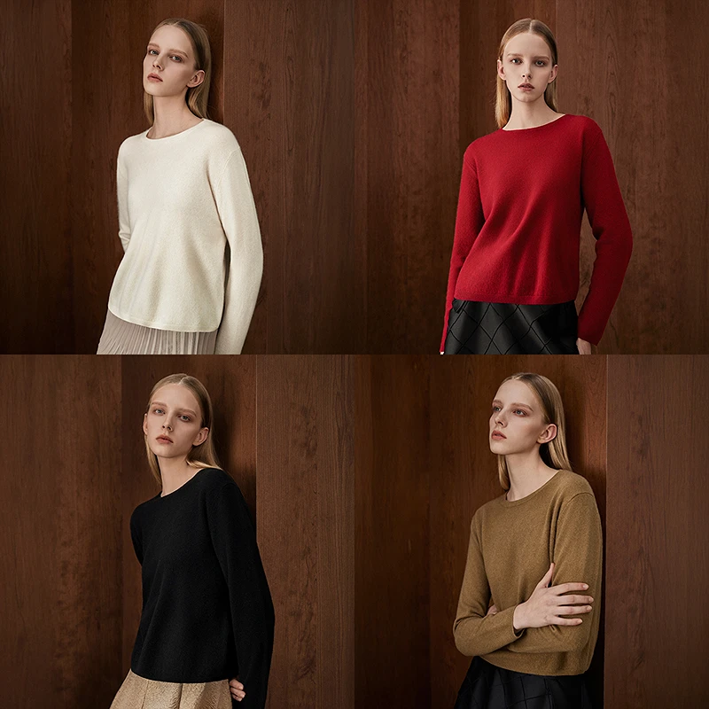 BCBGMAXAZRIA 100%羊绒 亲肤柔感圆领女式羊绒针织BMQ06BZ214