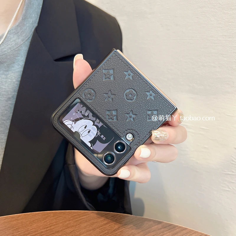 适用三星zflip6手机壳高皮纹折叠屏purax华为pocket2小米mixflip2