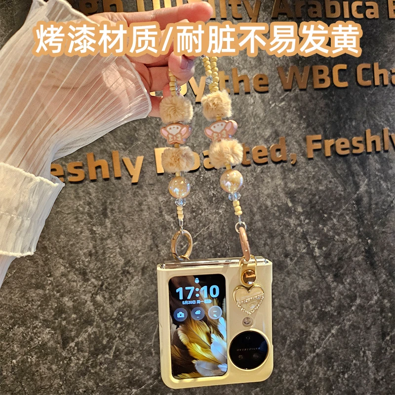 烤漆渐变古董白适用oppofindN3flip手机壳n2flip保护壳小折叠屏