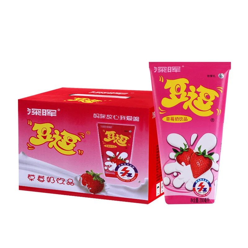 深晖豆逗学生早餐奶整箱200ml*16盒草莓奶酸牛奶儿童奶乳酸饮料