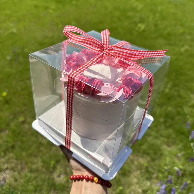 小4寸3寸二合一透明蛋糕烘焙包装单层加高三寸甜品生日小蛋糕盒