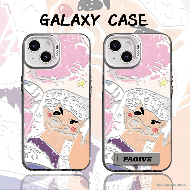 肥嘟嘟左卫门适用于创意苹果16华为op小米14彩银手机防摔壳Paoive