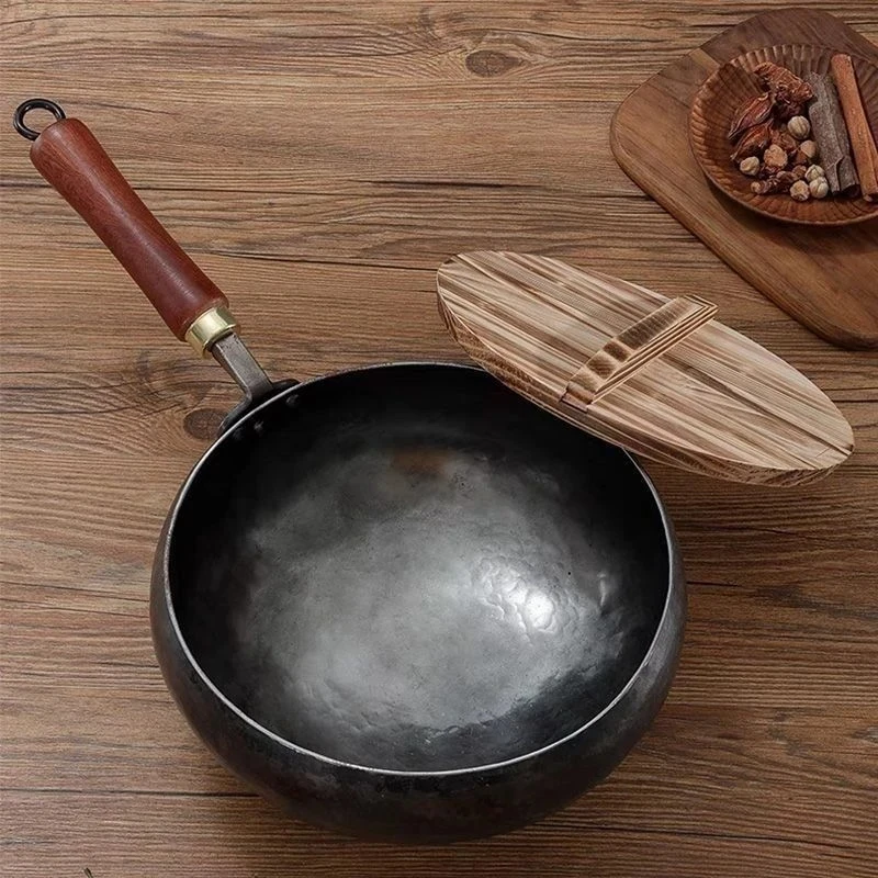 【正宗章丘手工大肚锅】无涂层铁锅热锻熟铁锅炒菜锅加厚不粘锅炒锅