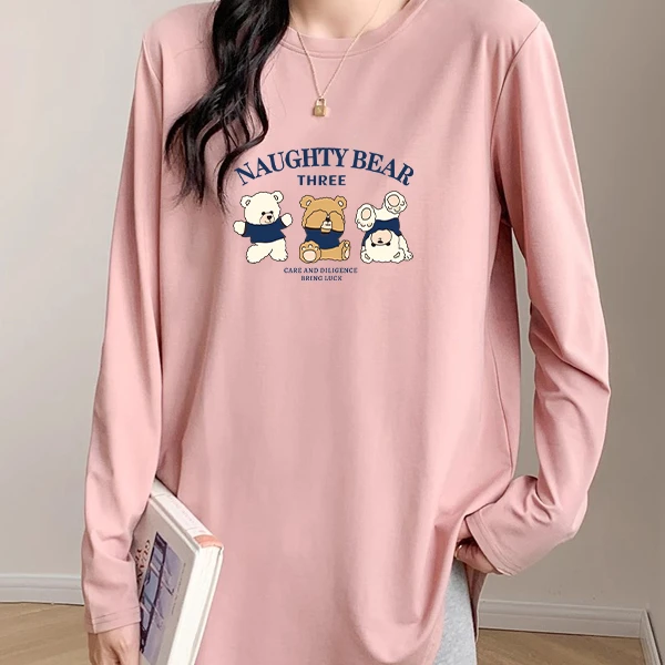 100%纯棉大码宽松t恤女款2024款洋气时尚中长款通勤女装打底上衣