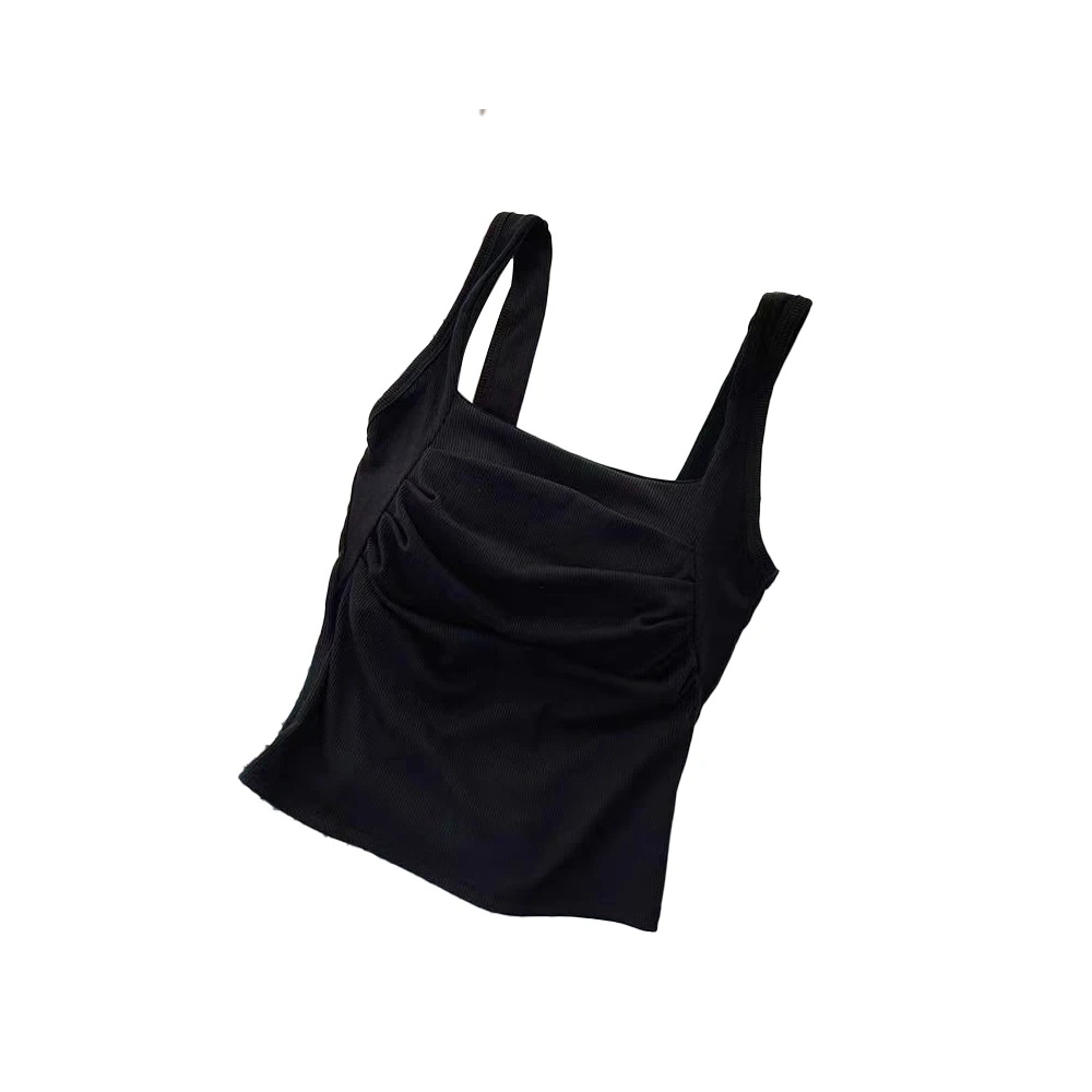 【天丝美背】显瘦百搭方领黑色夏季平口背心女背心打底