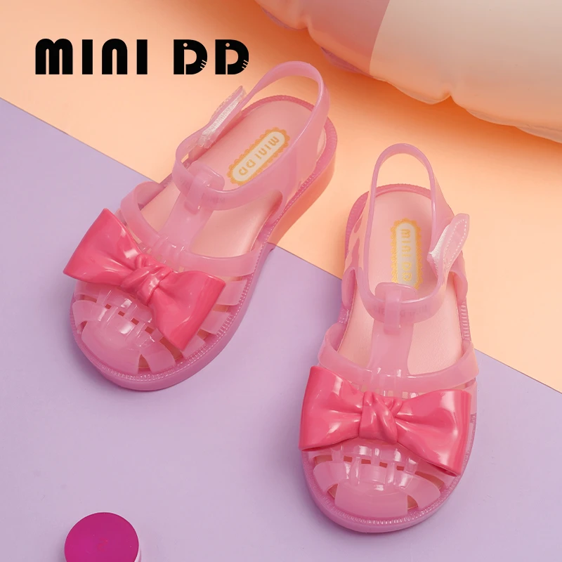 MINIDD蝴蝶结公主凉鞋儿童女童沙滩凉鞋女宝公主鞋