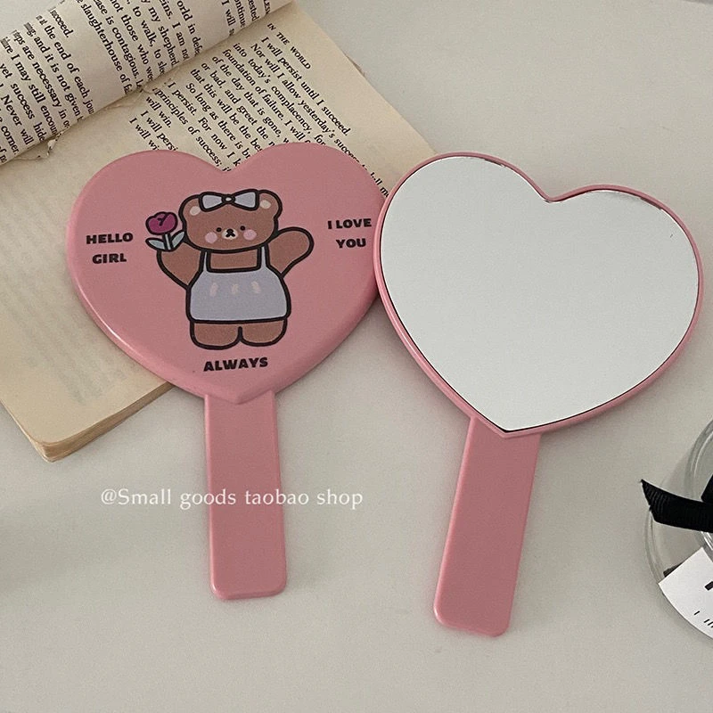 手持化妆镜-是爱心的熊熊 ins卡通创意手柄化妆镜便携随身补妆镜