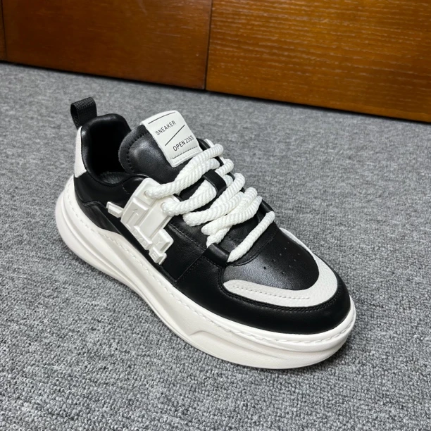 工厂直销价时尚潮流休闲鞋百搭厚底牛皮男士真皮潮鞋运动鞋