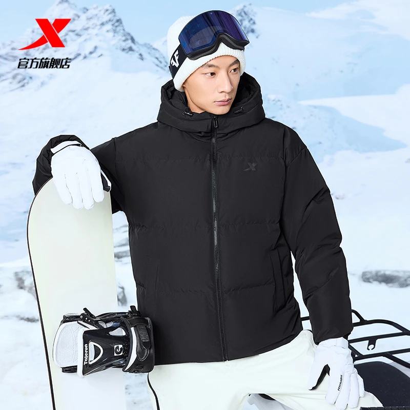 特步有暖气保暖羽绒服男女24秋冬款户外登山运动外套876427190119