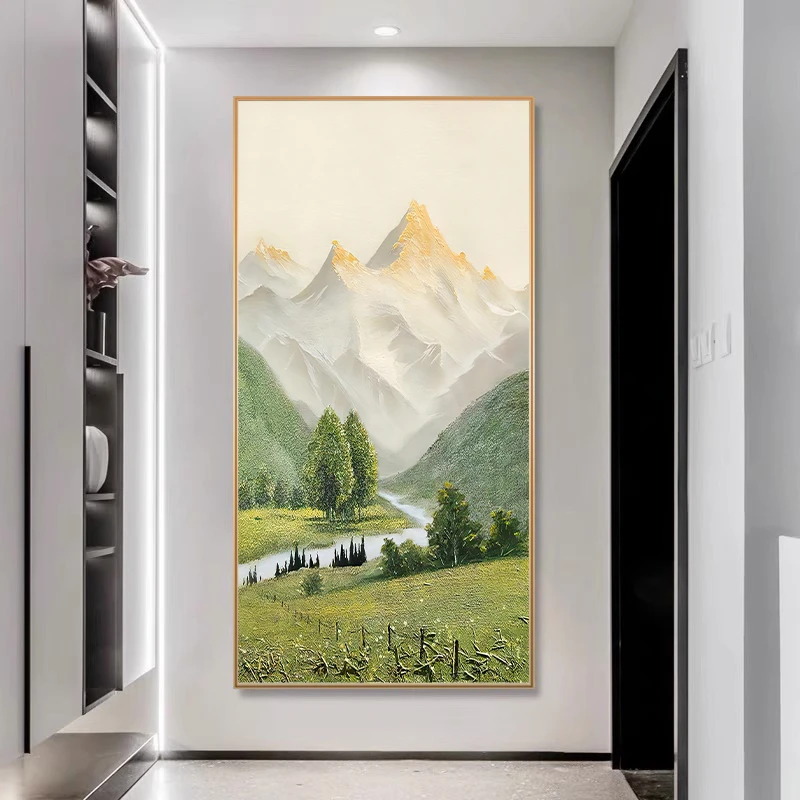 风景玄关单幅装饰画卧室餐厅儿童房挂画铝合金边框沙发山80160