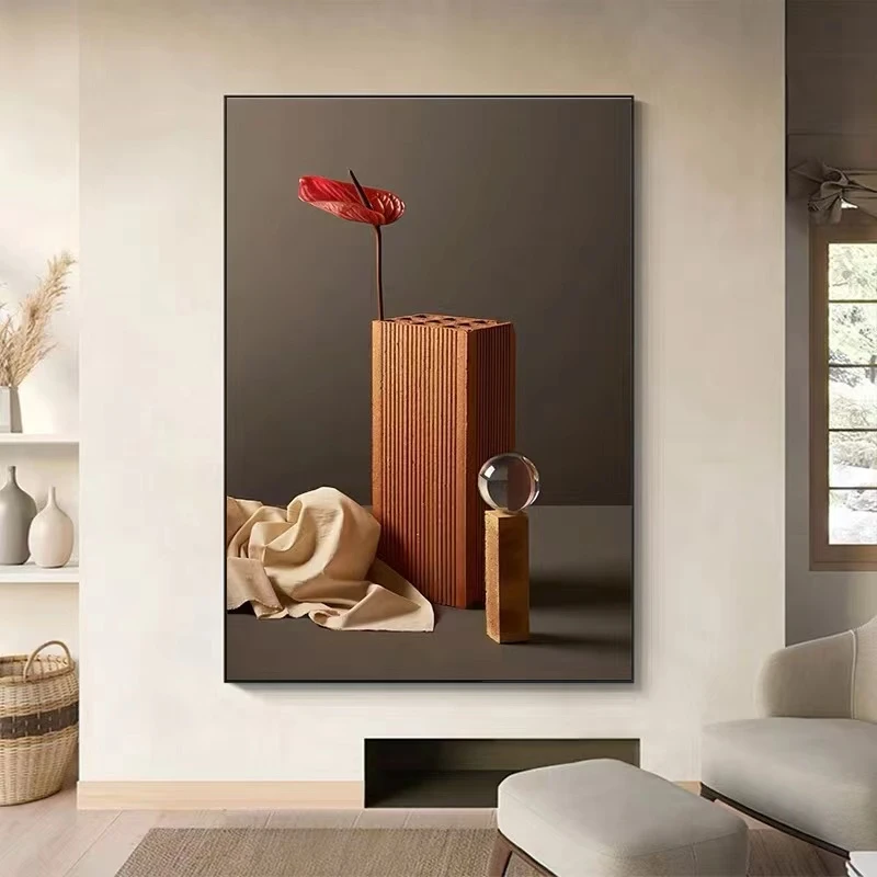 客厅现代简约花朵装饰画装饰画餐厅玄关走廊卧室挂画花瓶6080