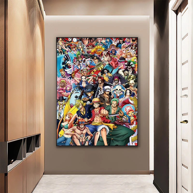 王挂画草帽团路飞索隆超大玄关装饰画卧室男生壁画海贼王6080