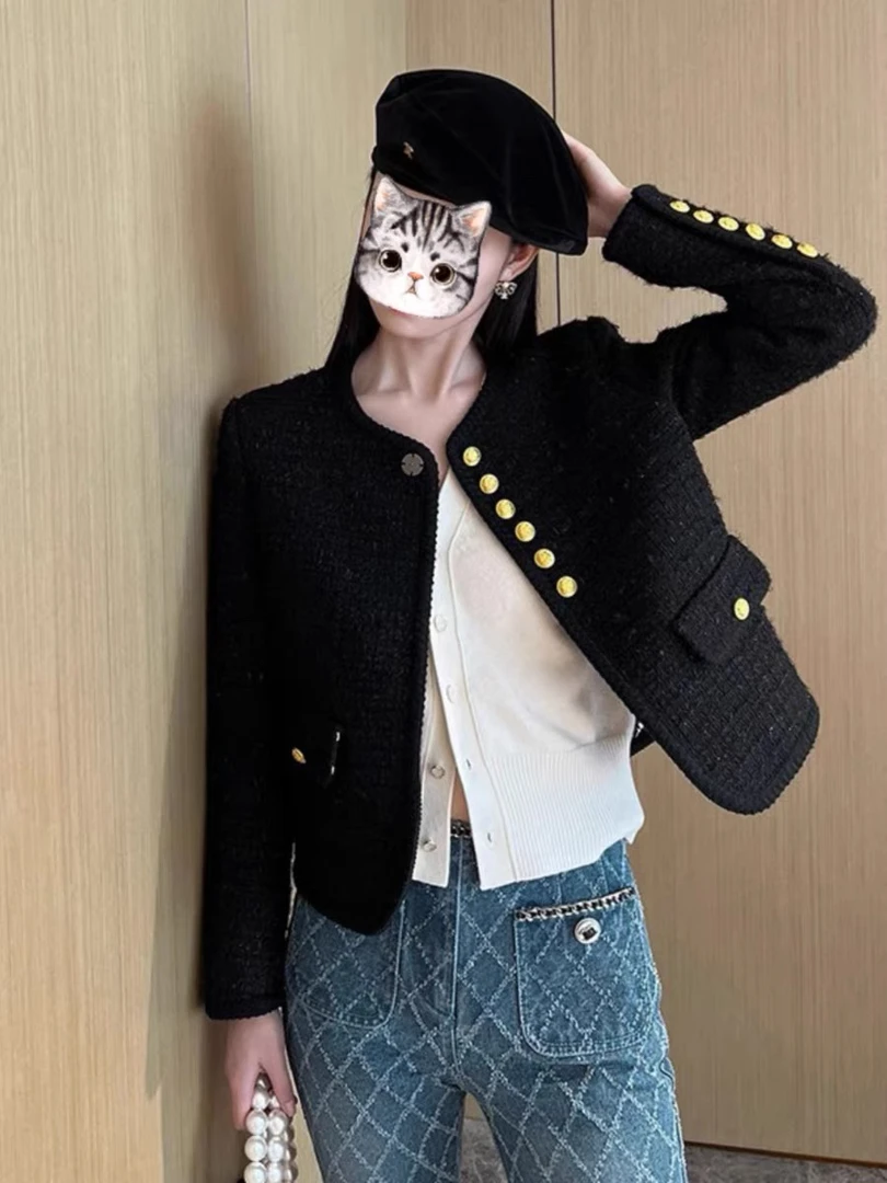 高级感短款小香风外套女短款粗花呢羊毛外套气质名媛风通勤上衣