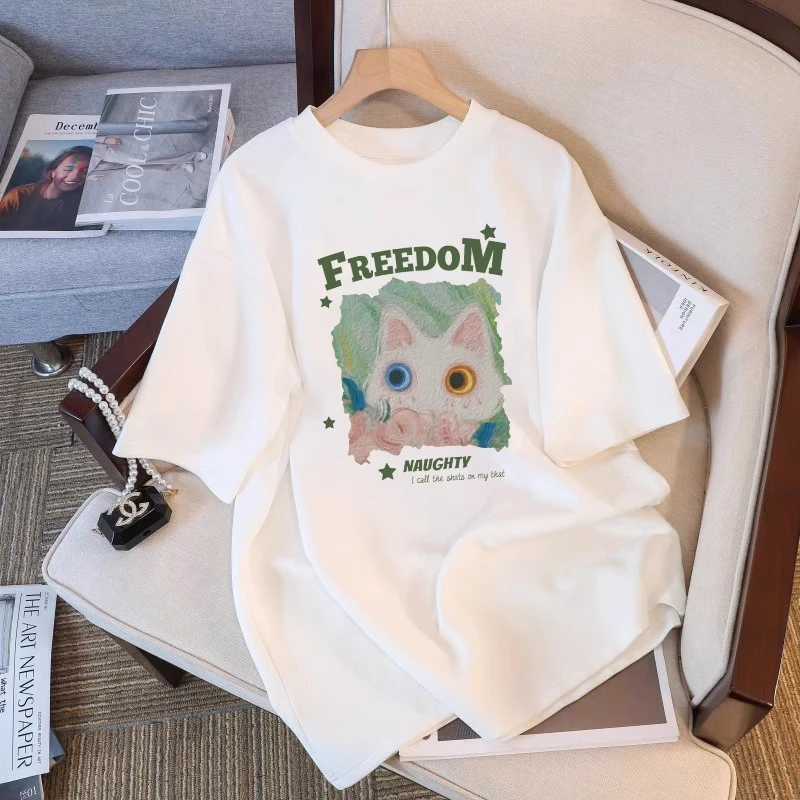 夏季新款卡哇伊小猫印花ins短袖T恤显瘦时尚百搭学生上衣品质女装