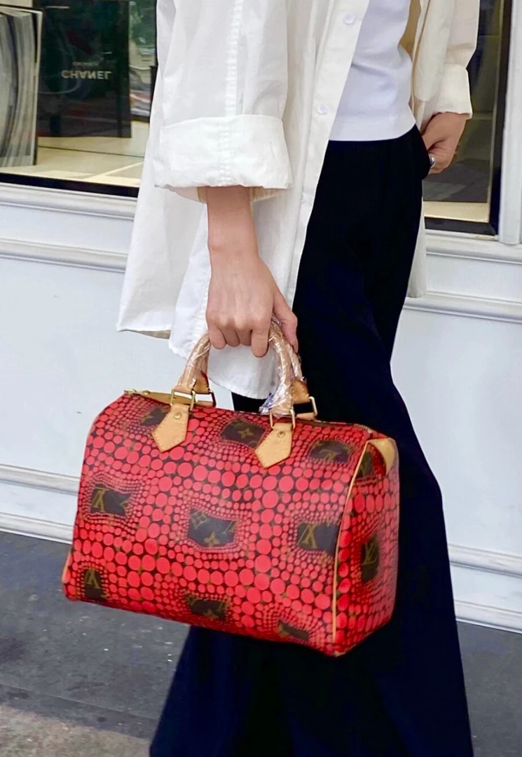 95新 LouisVuitton/路易威登 夏七中古/草间弥生/speedy30/手提包