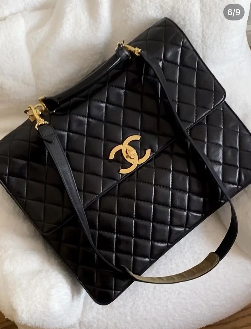 95新 Chanel/香奈儿 夏七中古/香奈儿黑金贝嫂公文包