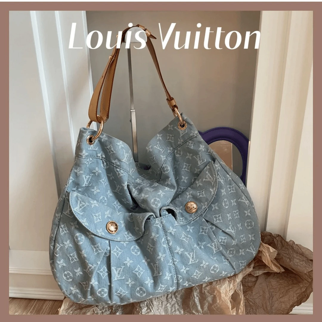 95新 LouisVuitton/路易威登 夏七中古/浅色丹宁df/单肩包