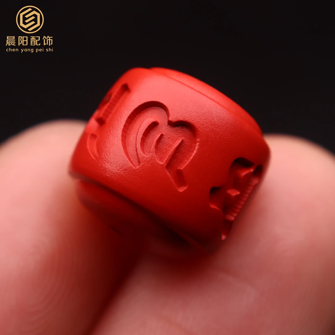 含辰砂工艺品朱砂六字真言顶珠吊坠冒珠桶珠手串长串108文玩配饰