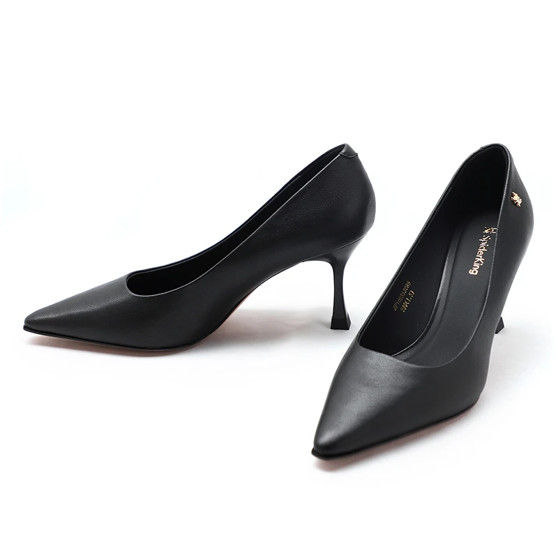 蜘蛛王职业黑色甜美高跟鞋细跟正装工作面试空姐尖头浅口单鞋