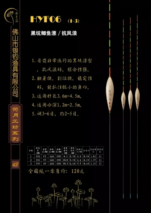 荷月工坊HYF06浮漂/黑坑鲫鱼漂/抗风浪