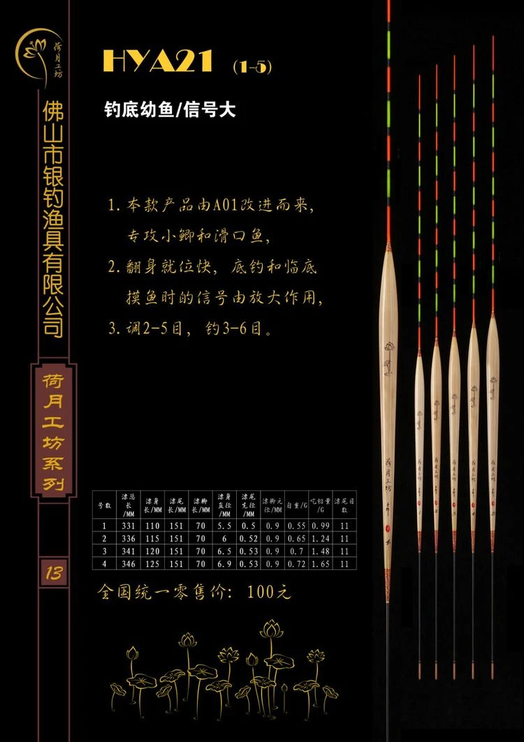 荷月工坊HYA21底钓滑鱼漂，翻身快，信号准确！
