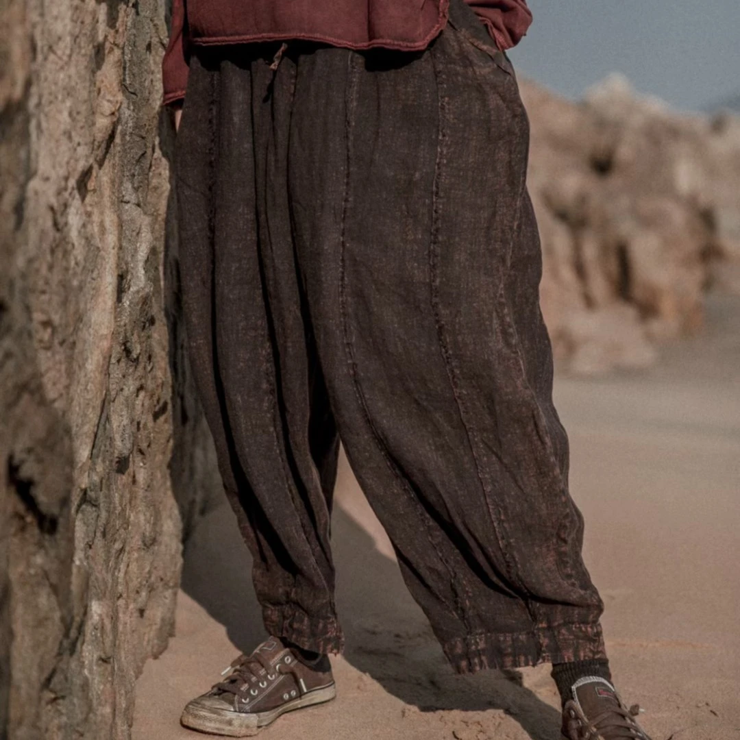 麻衣者春款裤子款号753文艺休闲百搭复古宽松秋季秋冬