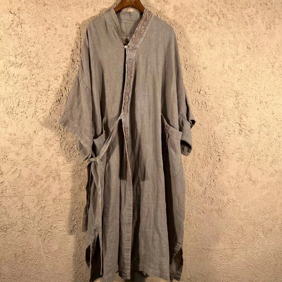 麻依者～单层长袍宽松～均码款号948外套舒适长款百搭休闲时尚简约