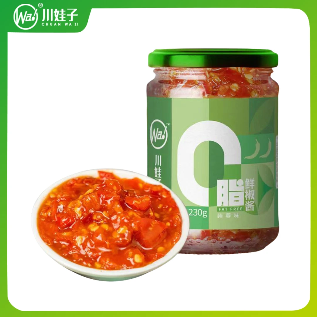 川娃子0脂肪蒜蓉鲜椒酱辣椒酱拌面拌饭酱下饭酱低脂健身餐辣酱