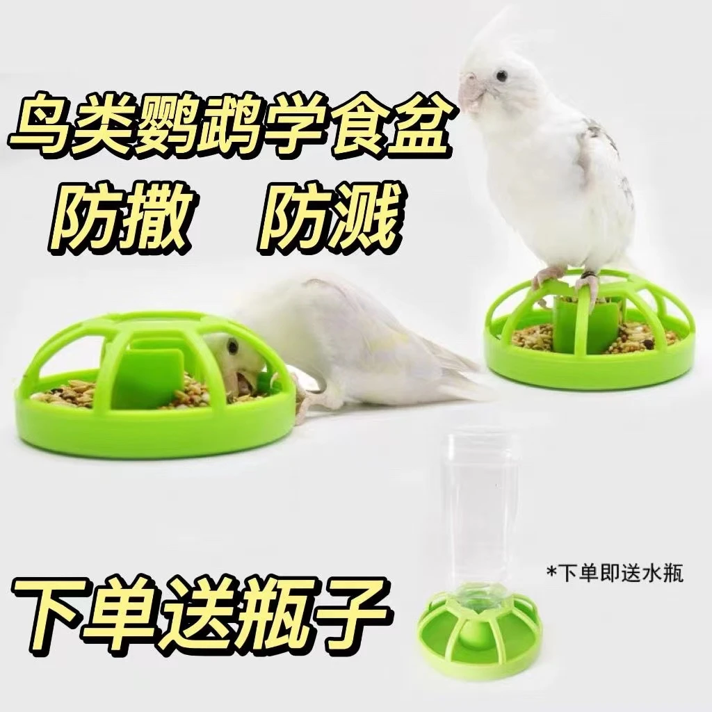 幼鸟鹦鹉学吃食盒防撒防溅食盆自动喂食下料器小型鸟类宠物鸟用具
