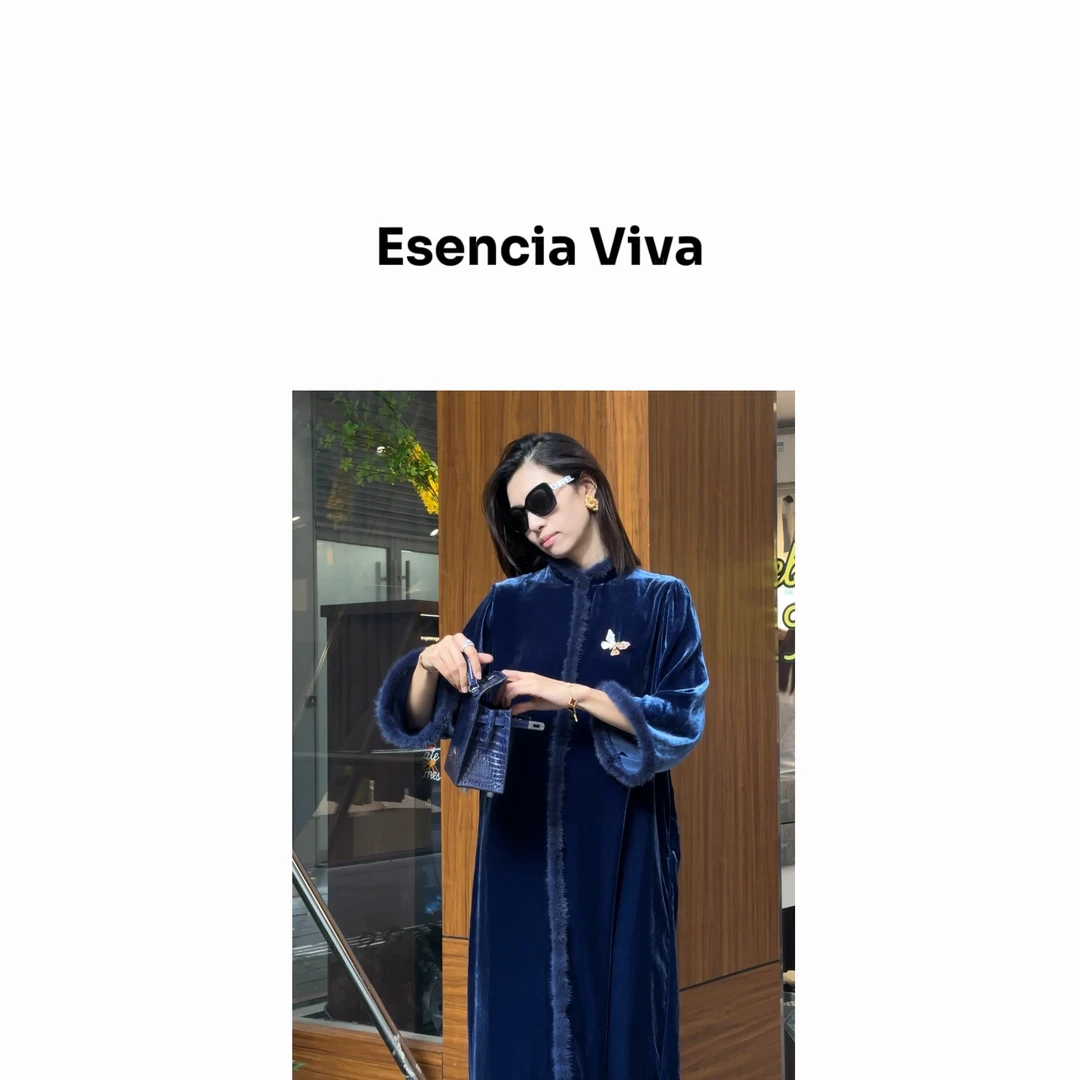 EV.【蓝月宝石】100%桑蚕丝简约显瘦百搭连衣裙EVQZ0277