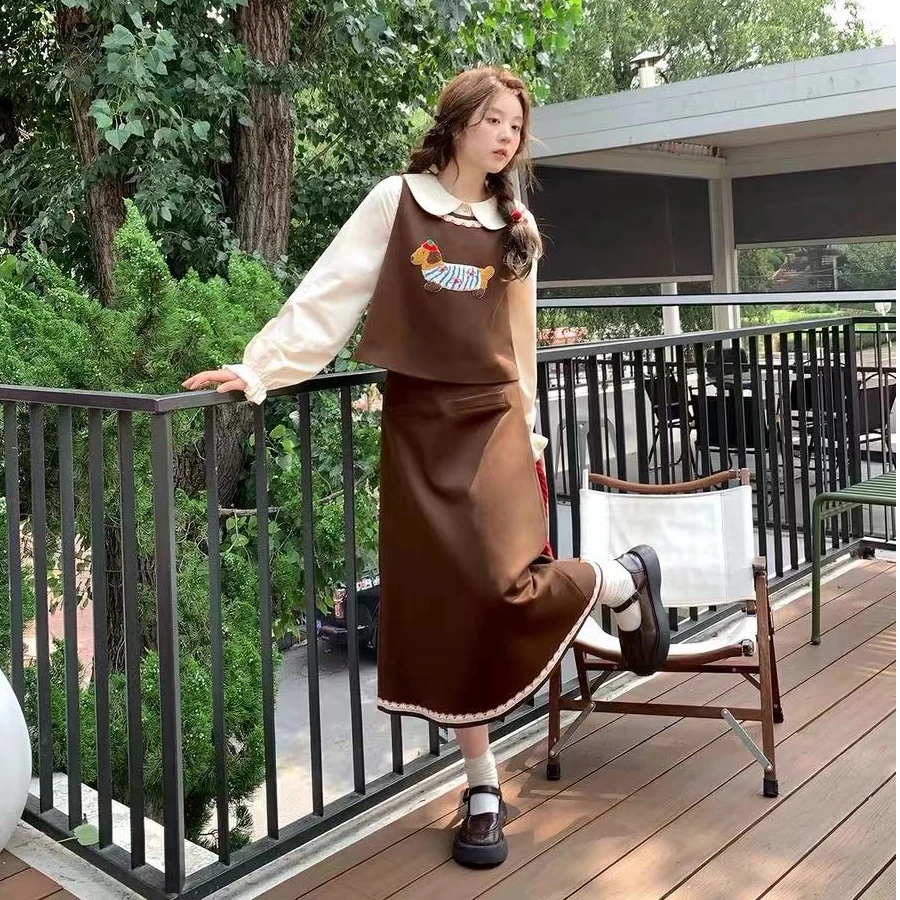 甜美可爱风三件套减龄套装显瘦气质长袖网红时尚秋冬拼接休闲百搭