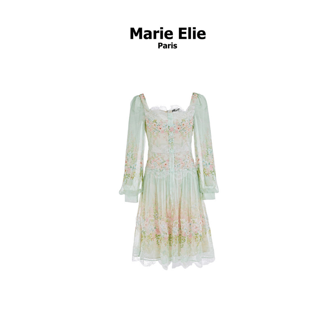Marie Elie【高定手工坊】【春水浮漾】春夏款重工连衣裙EAE12M31061