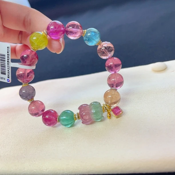 【相传碧玺】稀有碧玺手链 莲花珠原创设计款式 碧玺手串 时尚气质