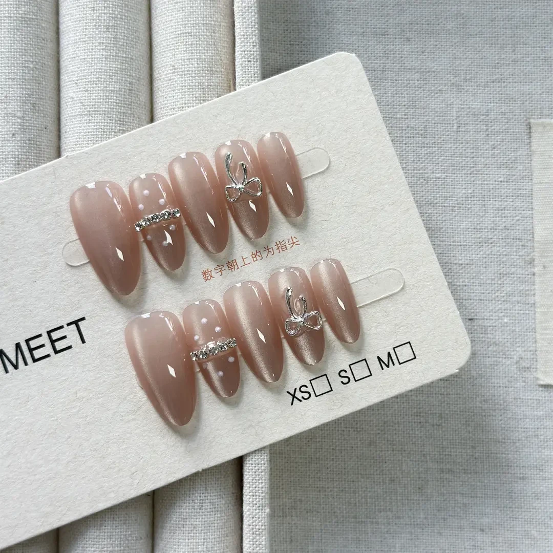 【VeryMeet - 穿戴甲】 蝴蝶结点钻名媛风气质高贵美甲贴片47