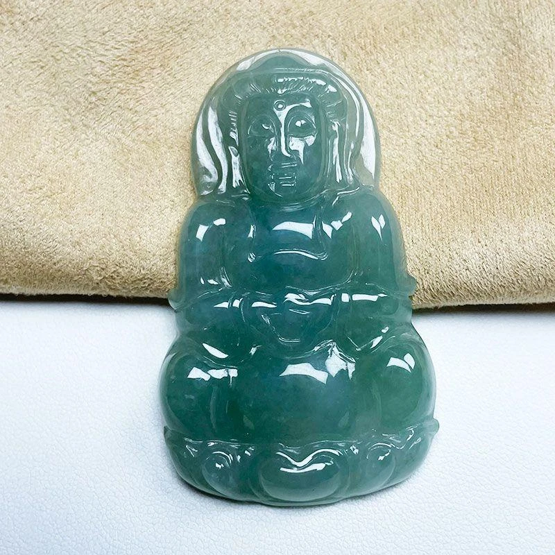 大号纯天然缅甸翡翠A货玉观音弥勒佛笑佛保平安玉石翡翠吊坠